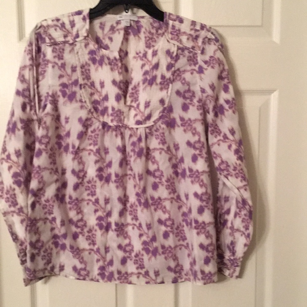 GAP Purple and White Floral Blouse